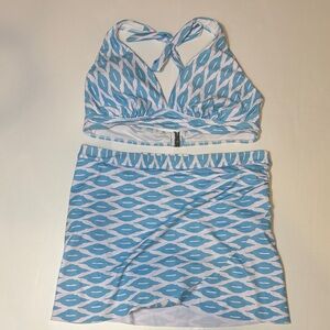 Blue Patterned Women's Tankini Set